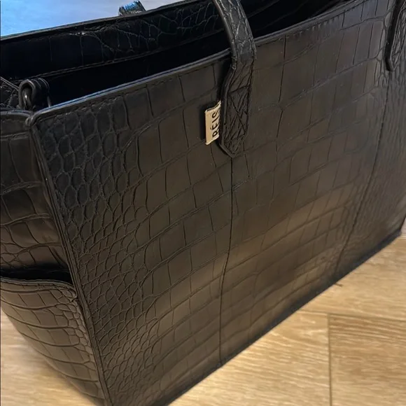 BEIS Black Structured Tote Bag with Crocodile Texture - Picture 8 of 8